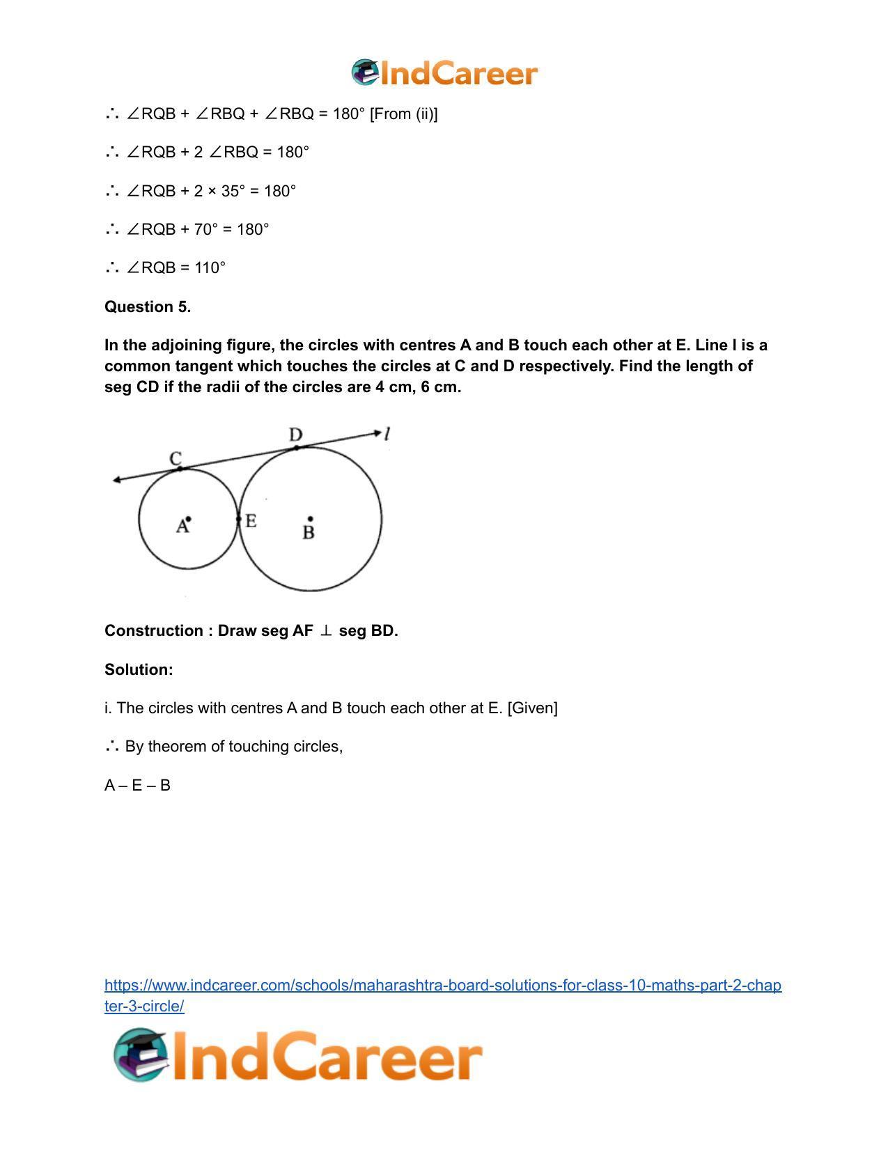 Maharashtra Board Solutions for Class 10-Maths (Part 2): Chapter 3- Circle - Page 21