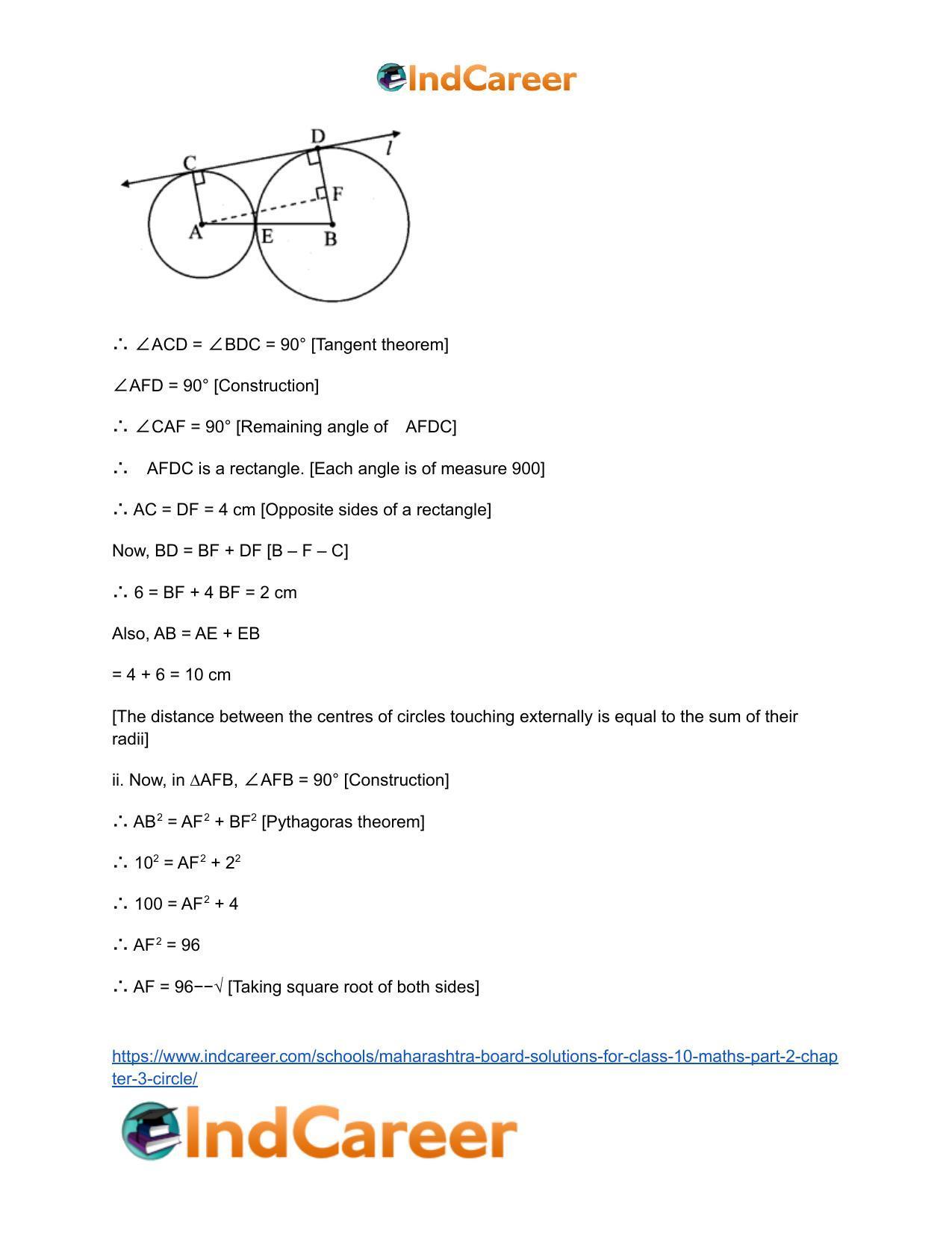 Maharashtra Board Solutions for Class 10-Maths (Part 2): Chapter 3- Circle - Page 22