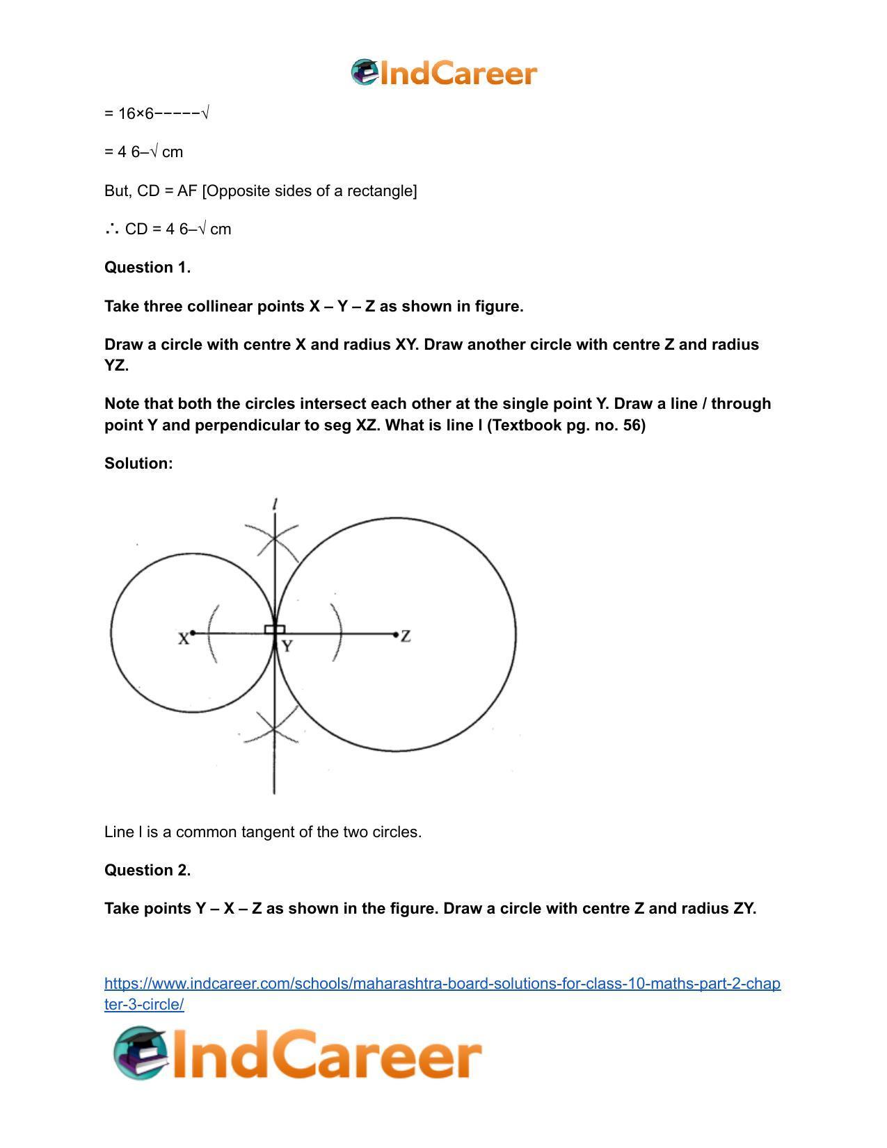 Maharashtra Board Solutions for Class 10-Maths (Part 2): Chapter 3- Circle - Page 23