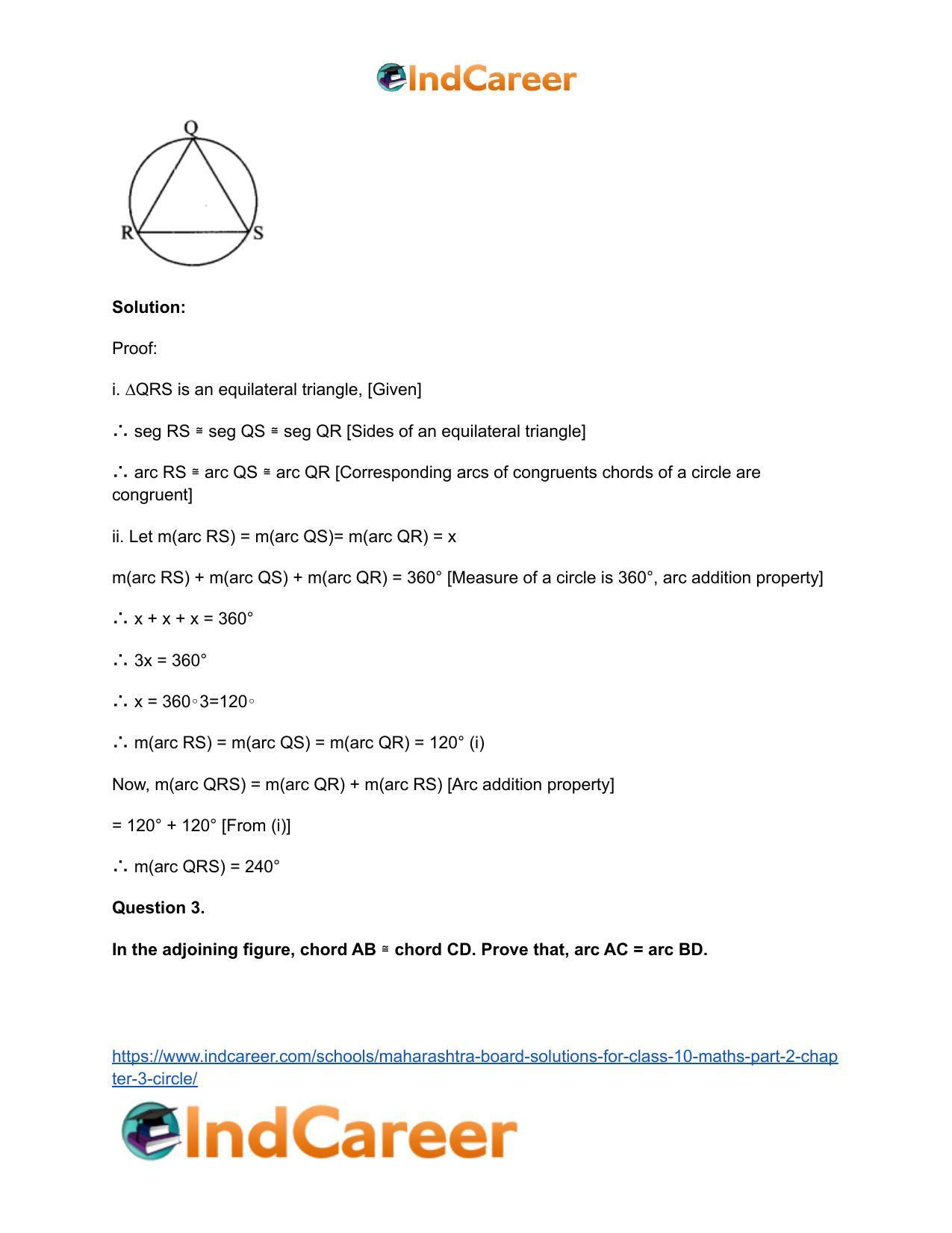 Maharashtra Board Solutions for Class 10-Maths (Part 2): Chapter 3- Circle - Page 29