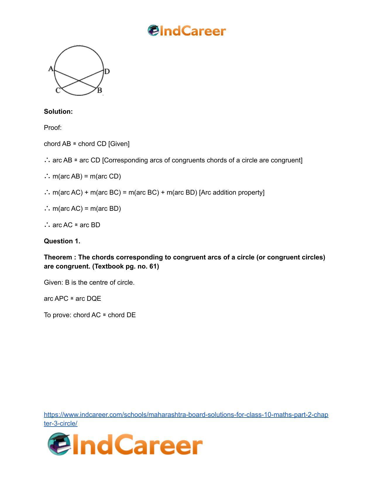 Maharashtra Board Solutions for Class 10-Maths (Part 2): Chapter 3- Circle - Page 30