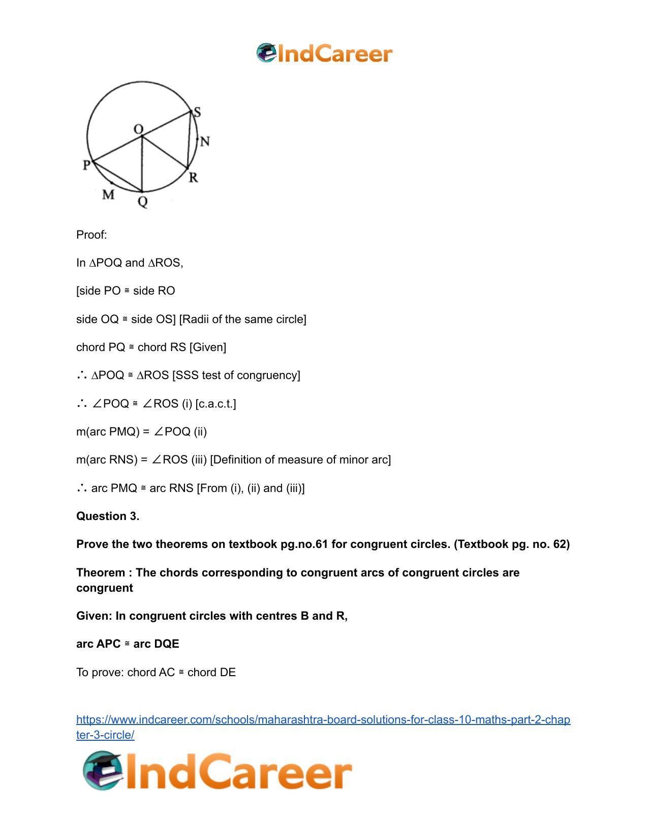 Maharashtra Board Solutions for Class 10-Maths (Part 2): Chapter 3- Circle - Page 32