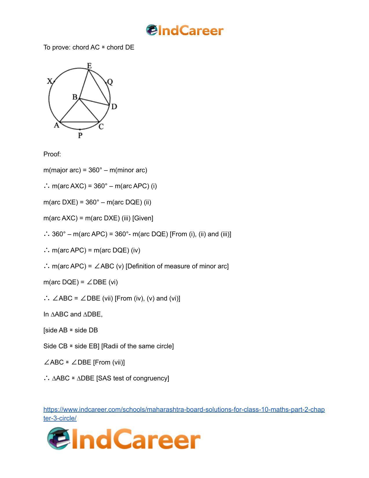 Maharashtra Board Solutions for Class 10-Maths (Part 2): Chapter 3- Circle - Page 34