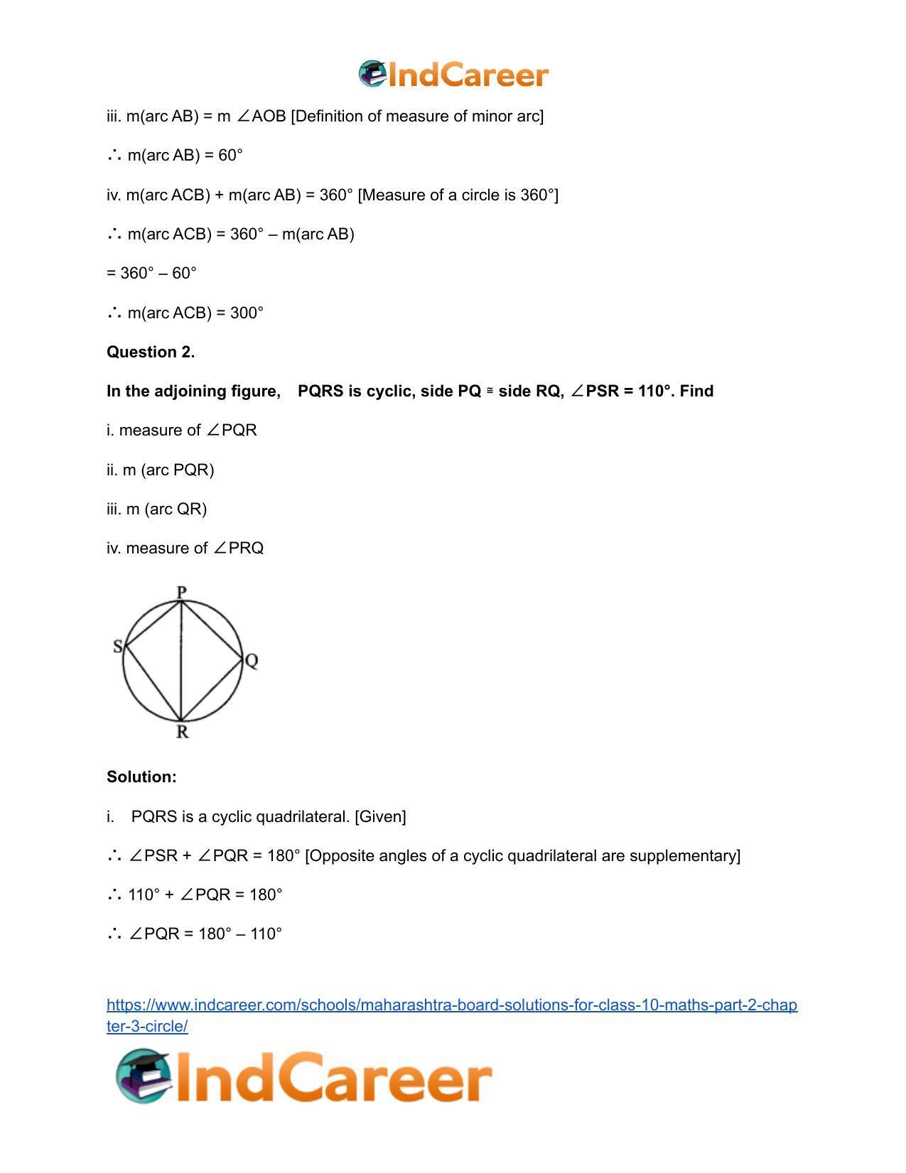 Maharashtra Board Solutions for Class 10-Maths (Part 2): Chapter 3- Circle - Page 38