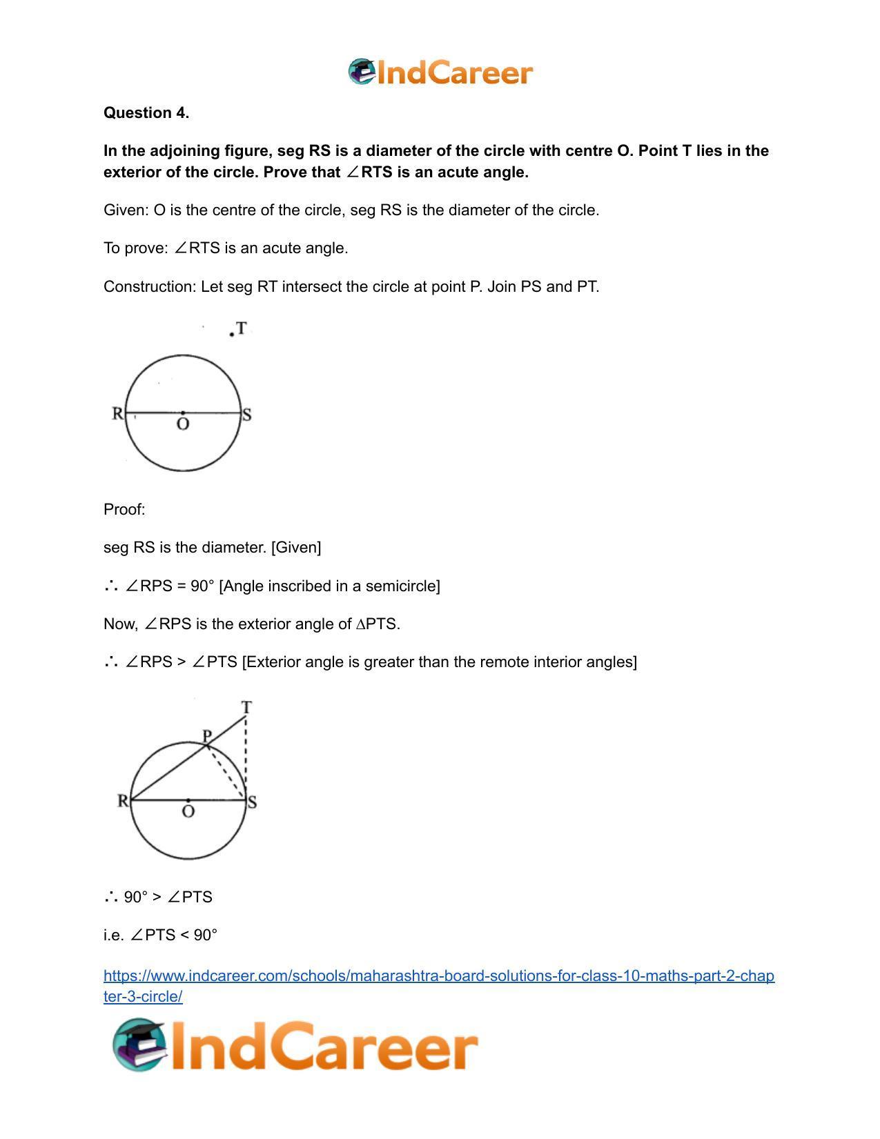 Maharashtra Board Solutions for Class 10-Maths (Part 2): Chapter 3- Circle - Page 41