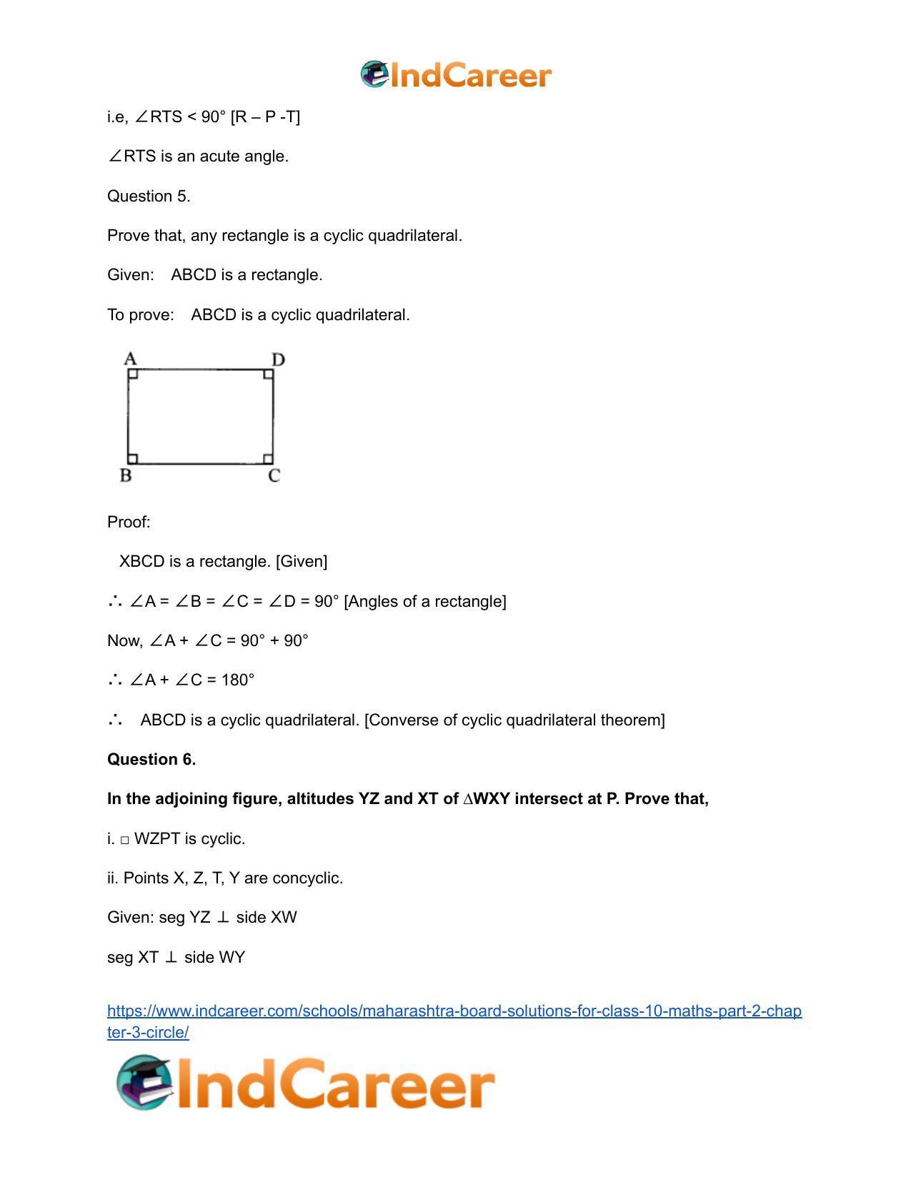Maharashtra Board Solutions for Class 10-Maths (Part 2): Chapter 3- Circle - Page 42