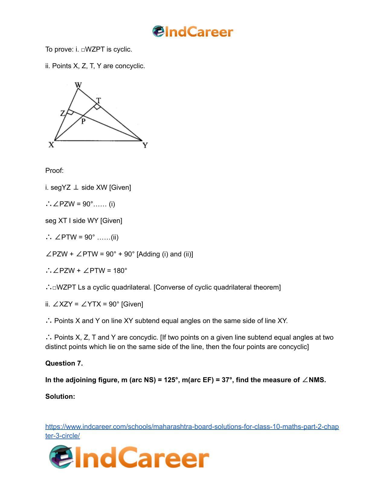 Maharashtra Board Solutions for Class 10-Maths (Part 2): Chapter 3- Circle - Page 43