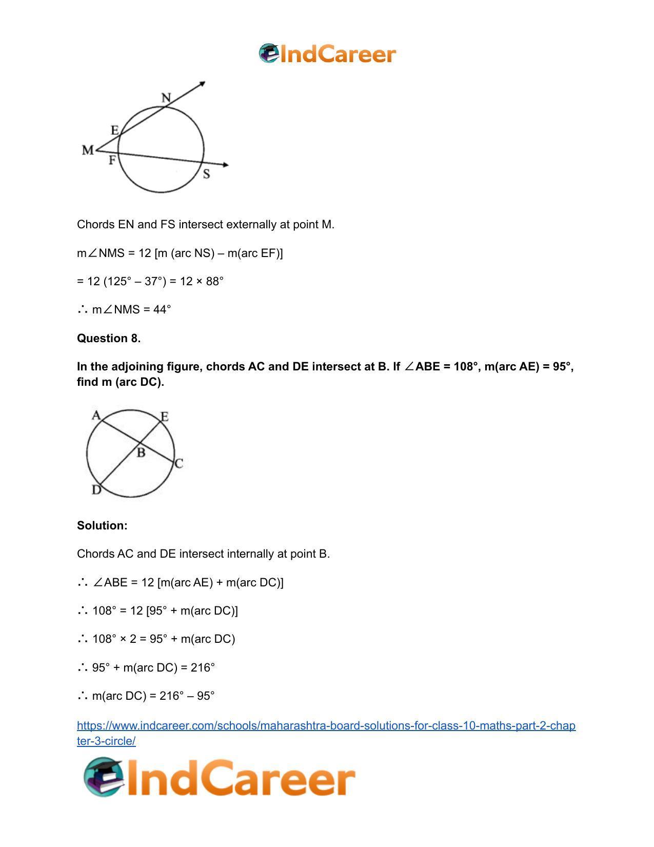 Maharashtra Board Solutions for Class 10-Maths (Part 2): Chapter 3- Circle - Page 44
