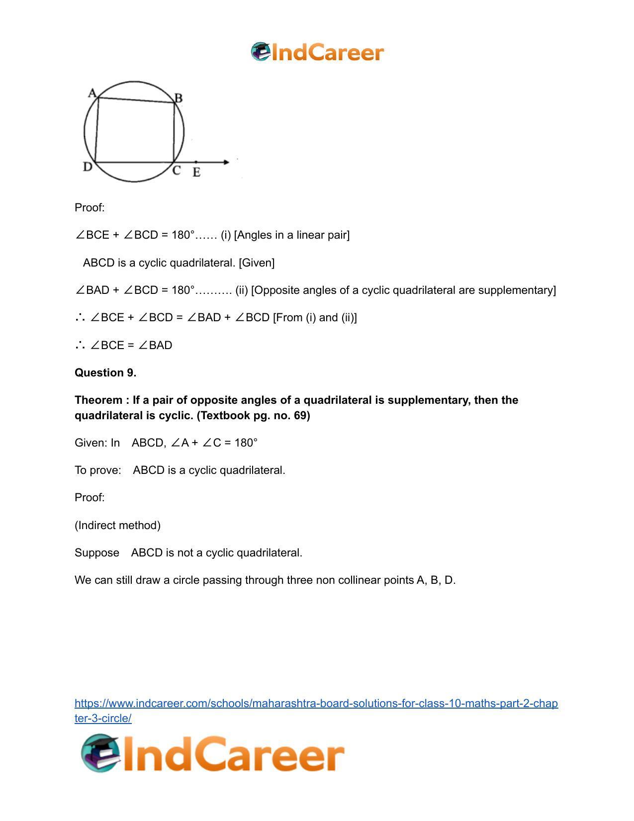 Maharashtra Board Solutions for Class 10-Maths (Part 2): Chapter 3- Circle - Page 51