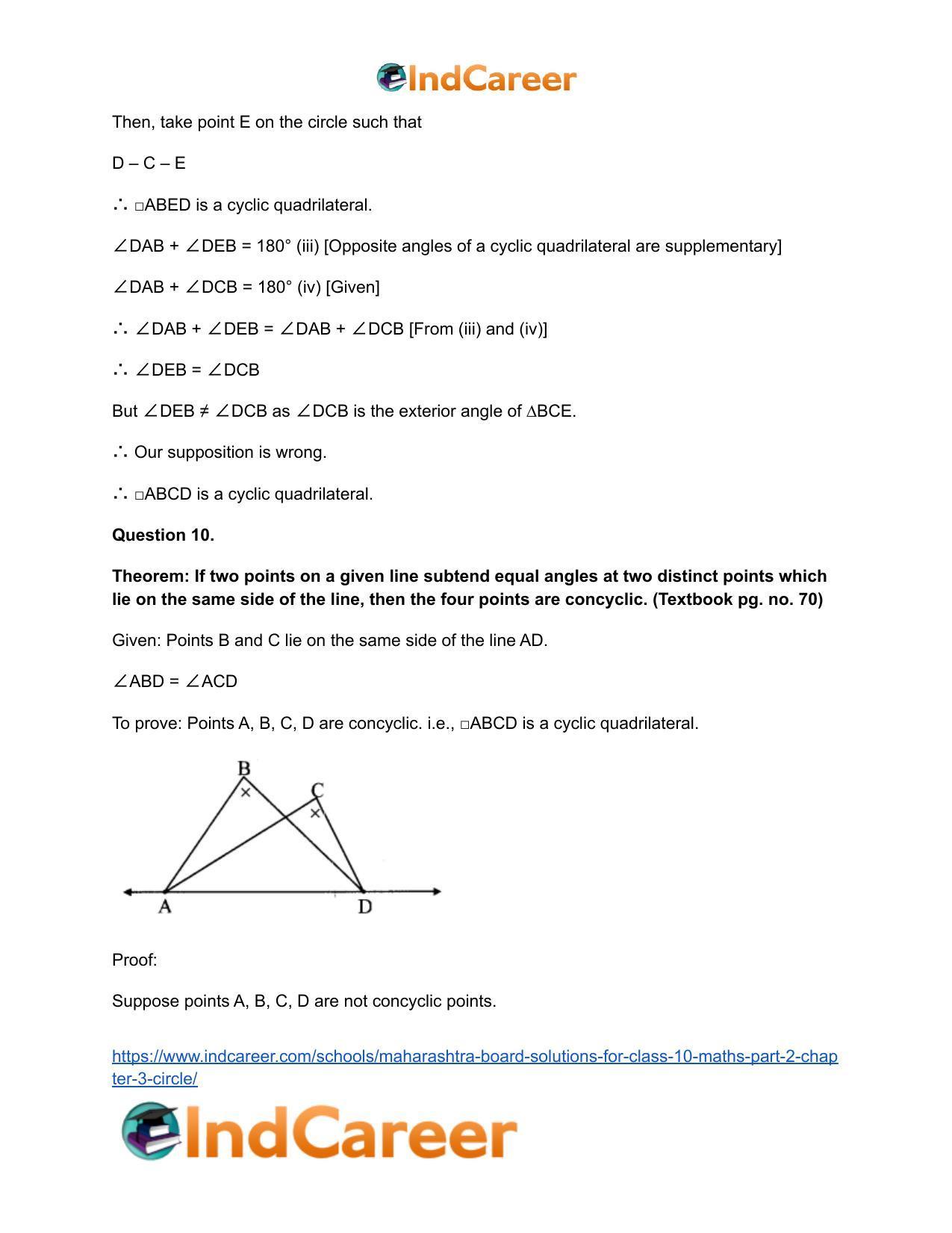 Maharashtra Board Solutions for Class 10-Maths (Part 2): Chapter 3- Circle - Page 53
