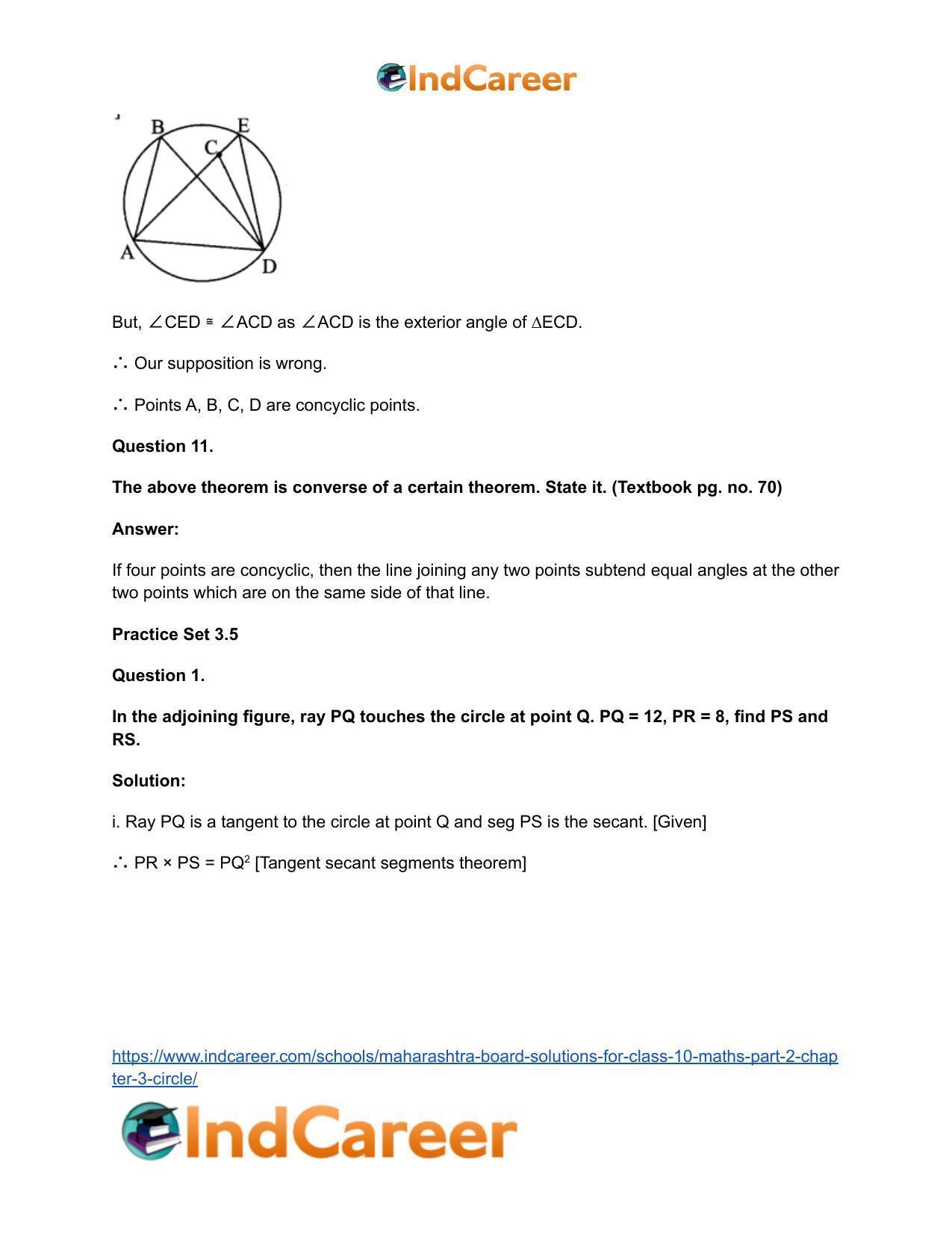 Maharashtra Board Solutions for Class 10-Maths (Part 2): Chapter 3- Circle - Page 55