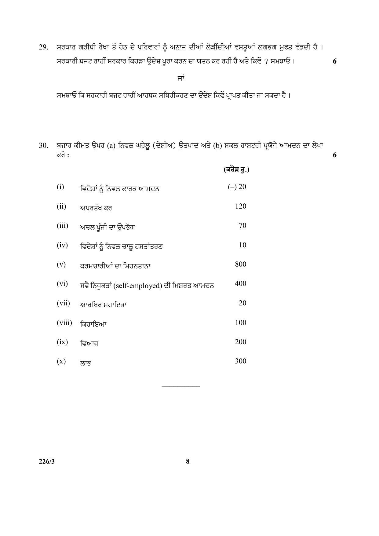 CBSE Class 12 226-3 (Economics) Punjabi 2017-comptt Question Paper - Page 8