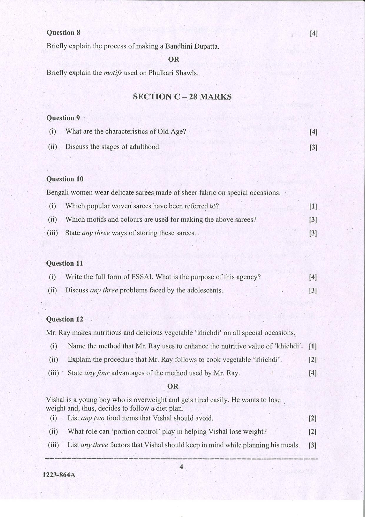 ISC Class 12 Home Science 2023 Question Paper - Page 4