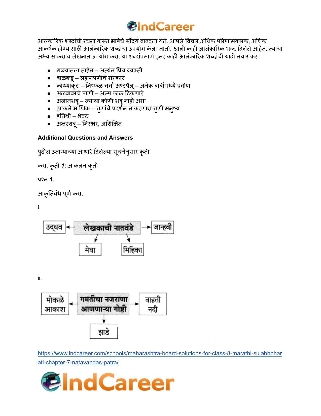Maharashtra Board Solutions for Class 8- Marathi Sulabhbharati: Chapter 7- नातवंडांस पत्र - Page 11