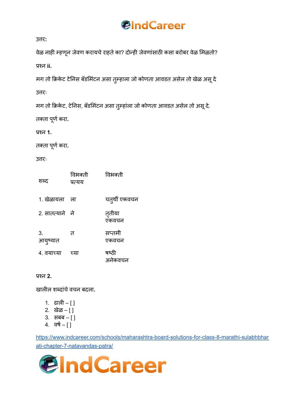 Maharashtra Board Solutions for Class 8- Marathi Sulabhbharati: Chapter 7- नातवंडांस पत्र - Page 20