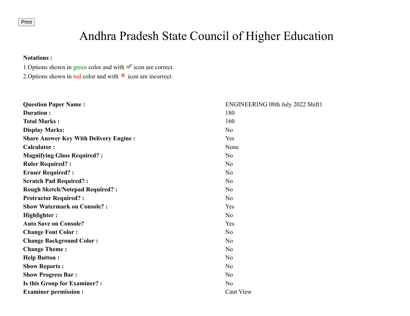 AP EAPCET 2022 - 08th July 2022 - ENGINEERING Question Paper With Preliminary Keys Shift 1 - Page 1