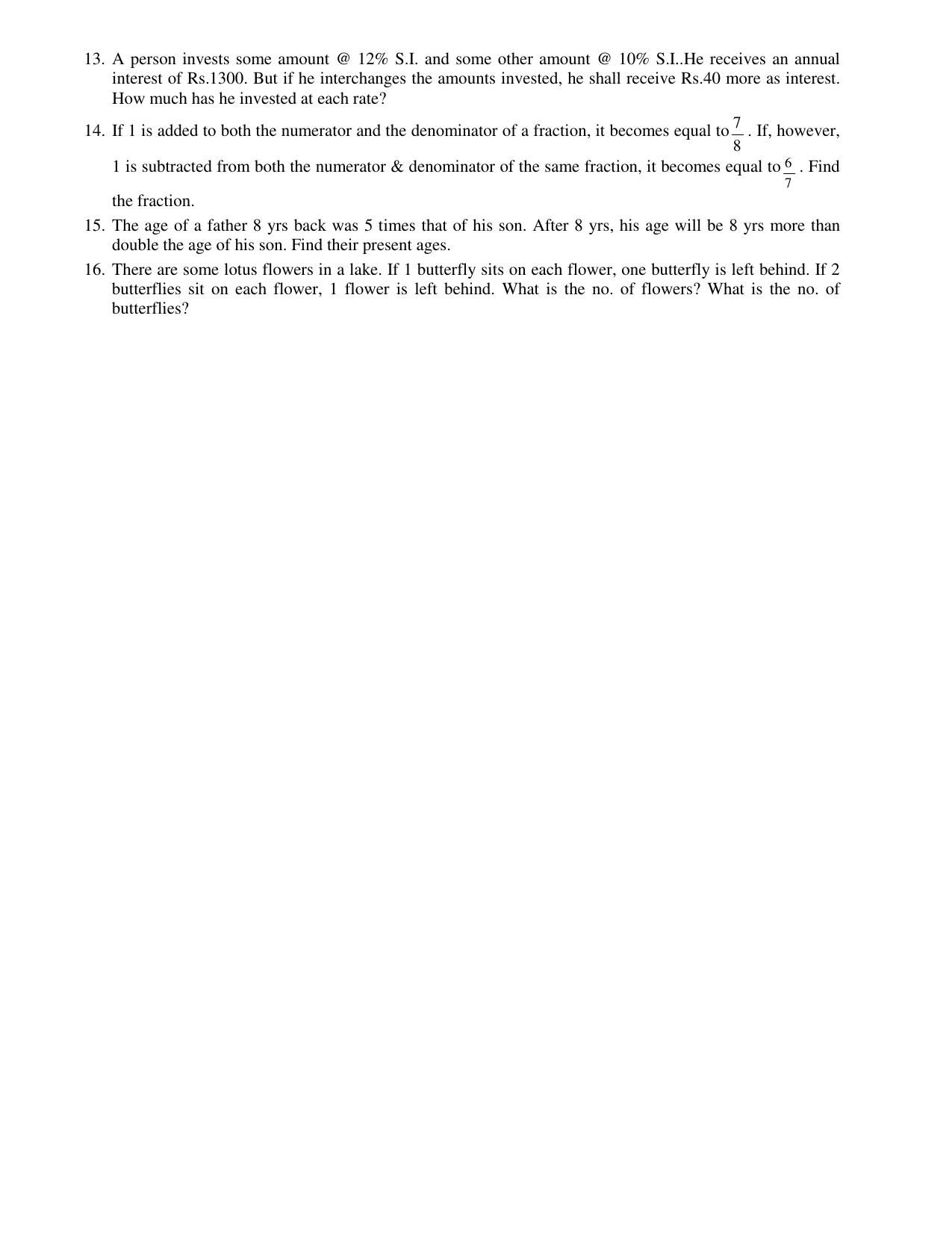 CBSE Worksheets for Class 10 Maths Linear Equations Assignment 1 - Page 2