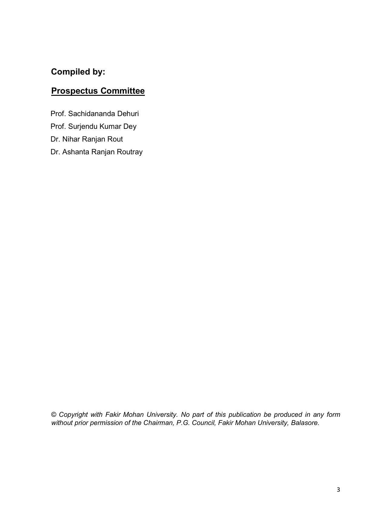 Fakir Mohan University, Balasore PG Prospectus-2020-21 - Page 3