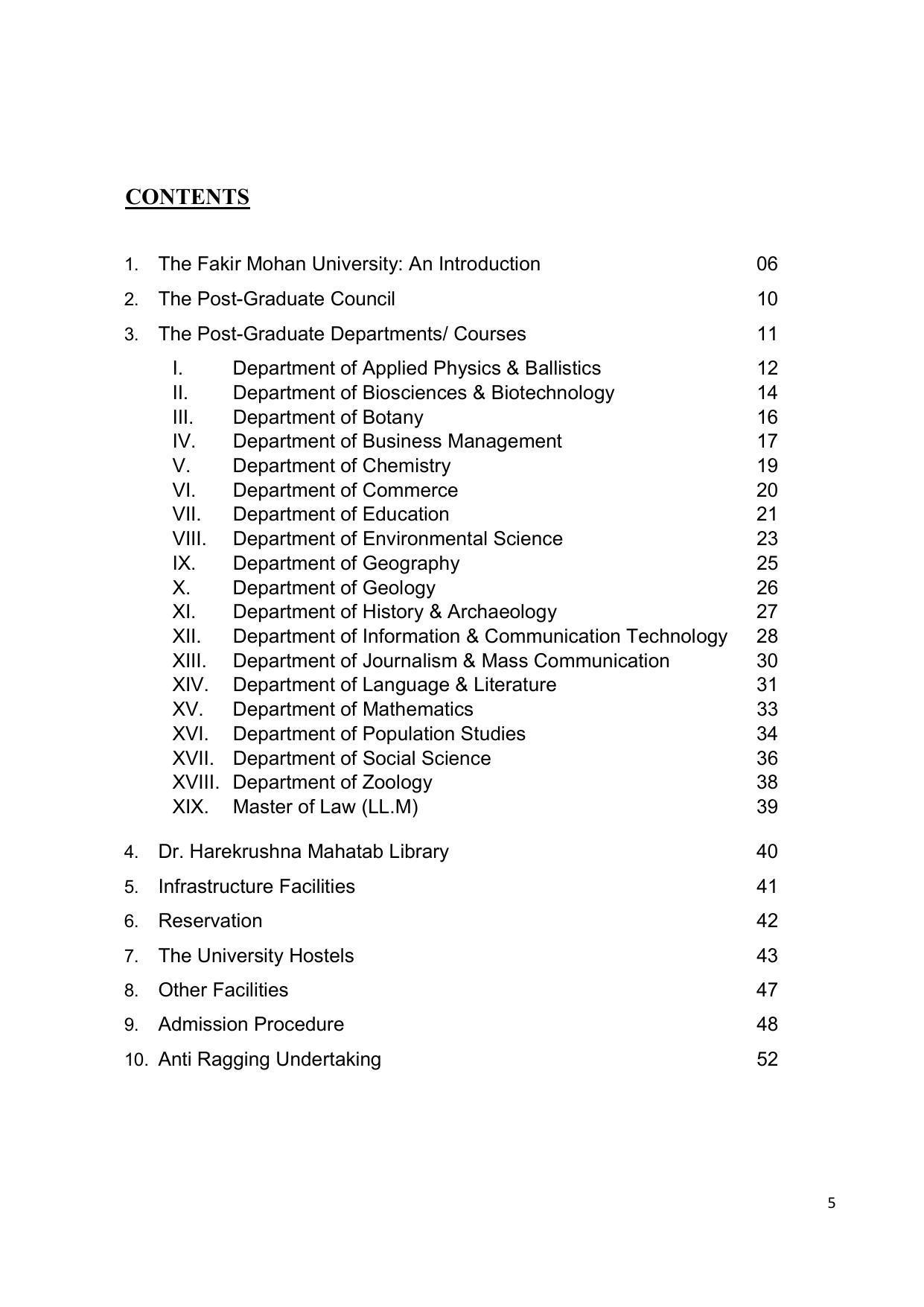 Fakir Mohan University, Balasore PG Prospectus-2020-21 - Page 5