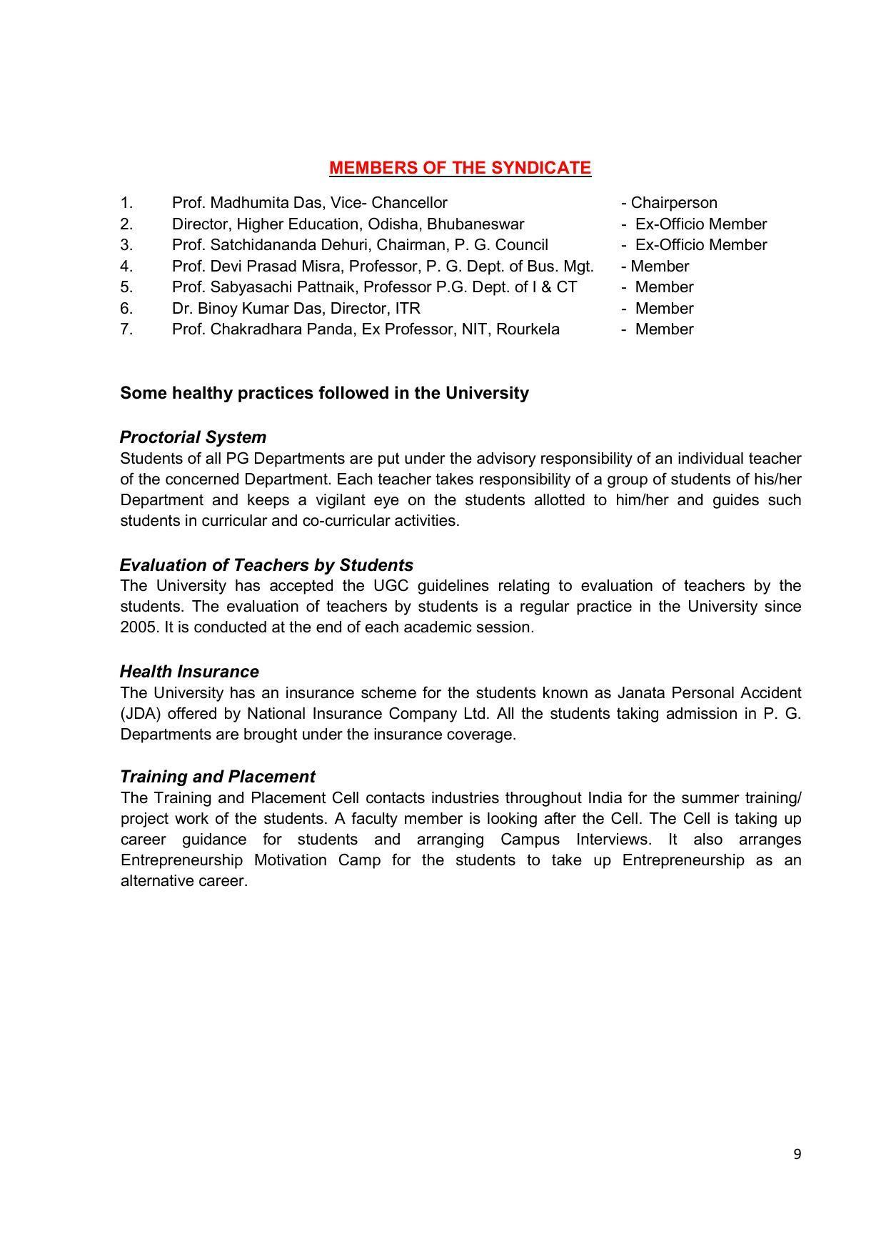 Fakir Mohan University, Balasore PG Prospectus-2020-21 - Page 9