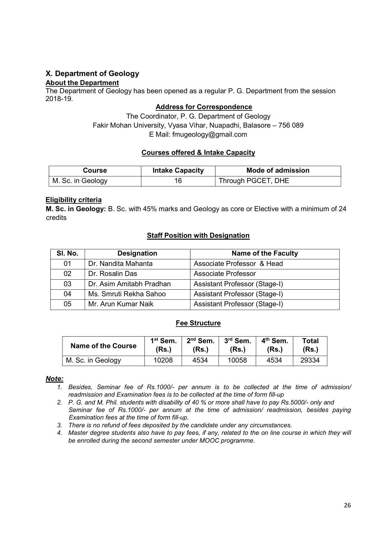 Fakir Mohan University, Balasore PG Prospectus-2020-21 - Page 26