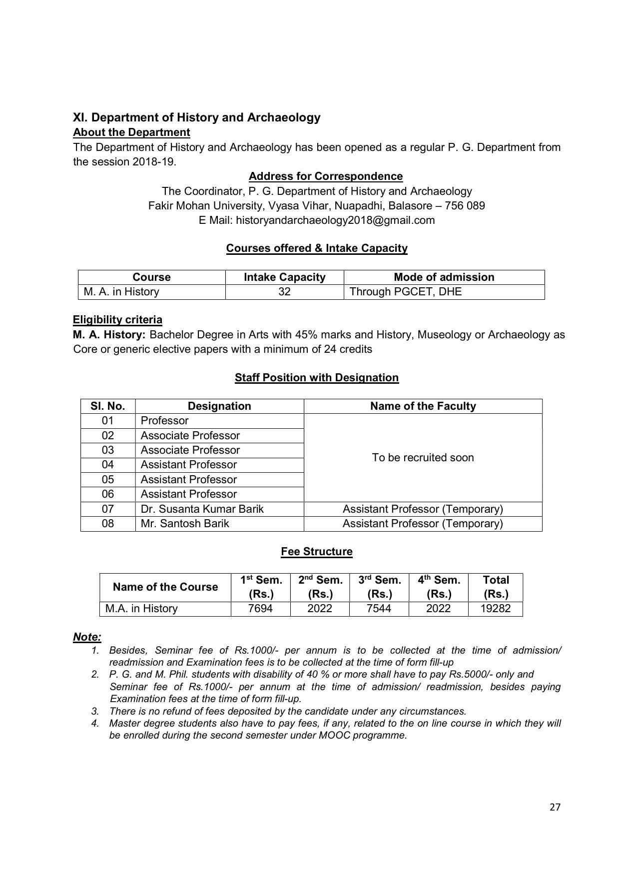 Fakir Mohan University, Balasore PG Prospectus-2020-21 - Page 27