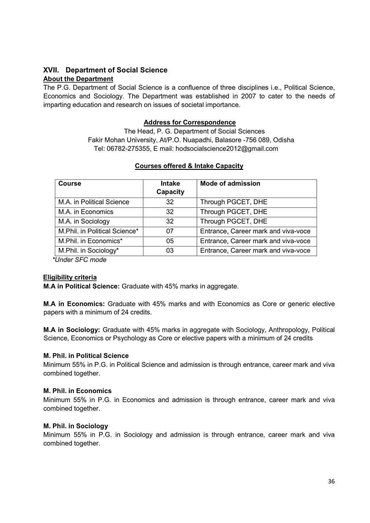 Fakir Mohan University, Balasore PG Prospectus-2020-21 - Page 36