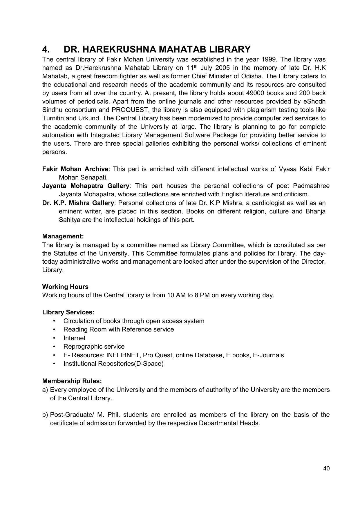 Fakir Mohan University, Balasore PG Prospectus-2020-21 - Page 40
