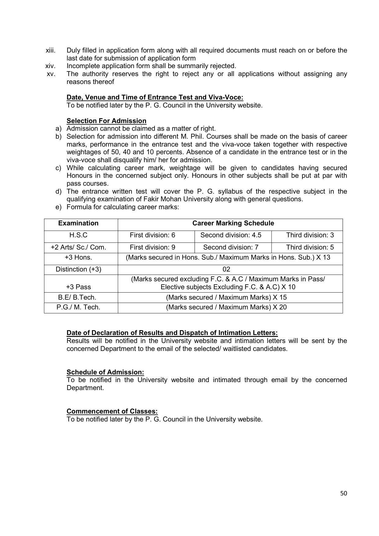 Fakir Mohan University, Balasore PG Prospectus-2020-21 - Page 50