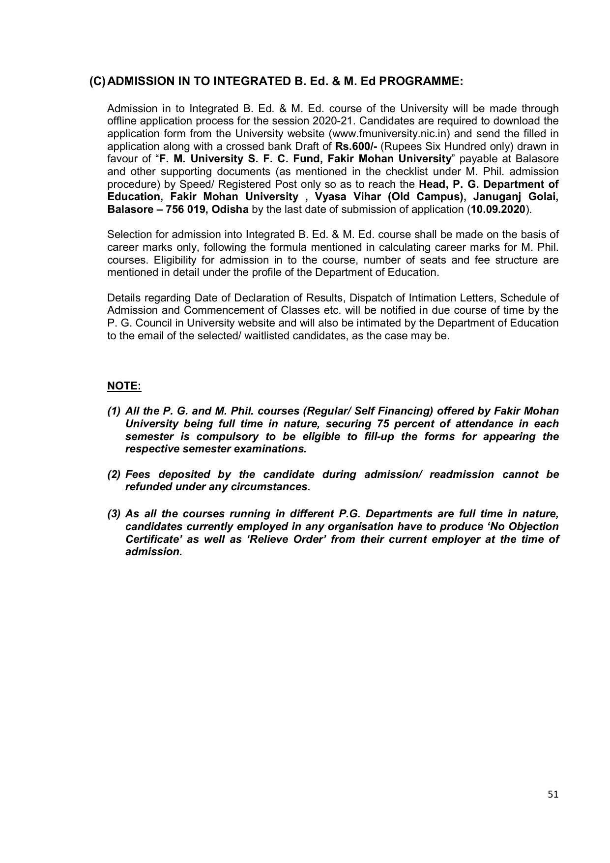 Fakir Mohan University, Balasore PG Prospectus-2020-21 - Page 51