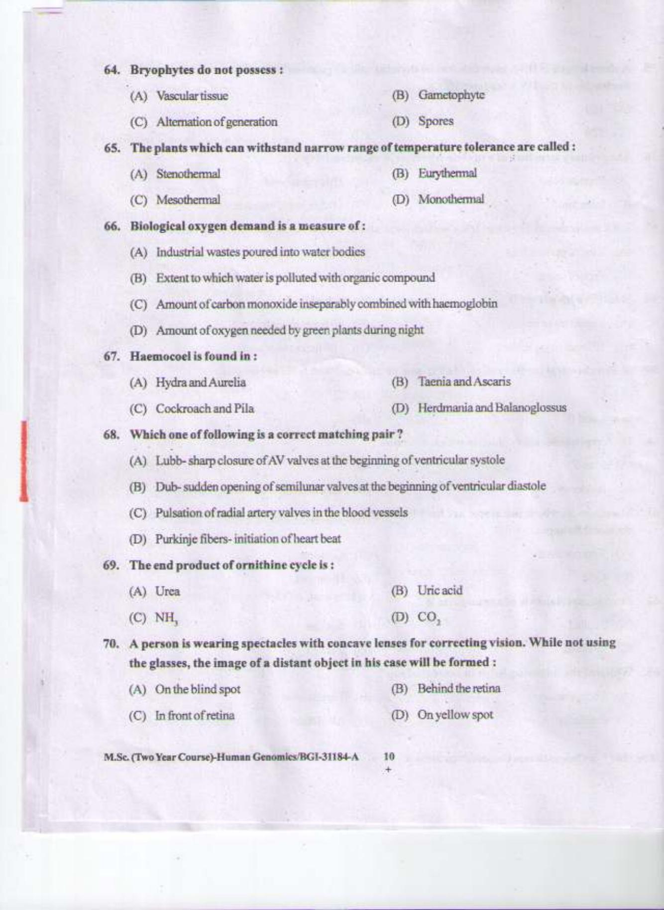 PU CET PG 2015: MSc (2yr)(Hum.Genomics) Question Paper - Page 9