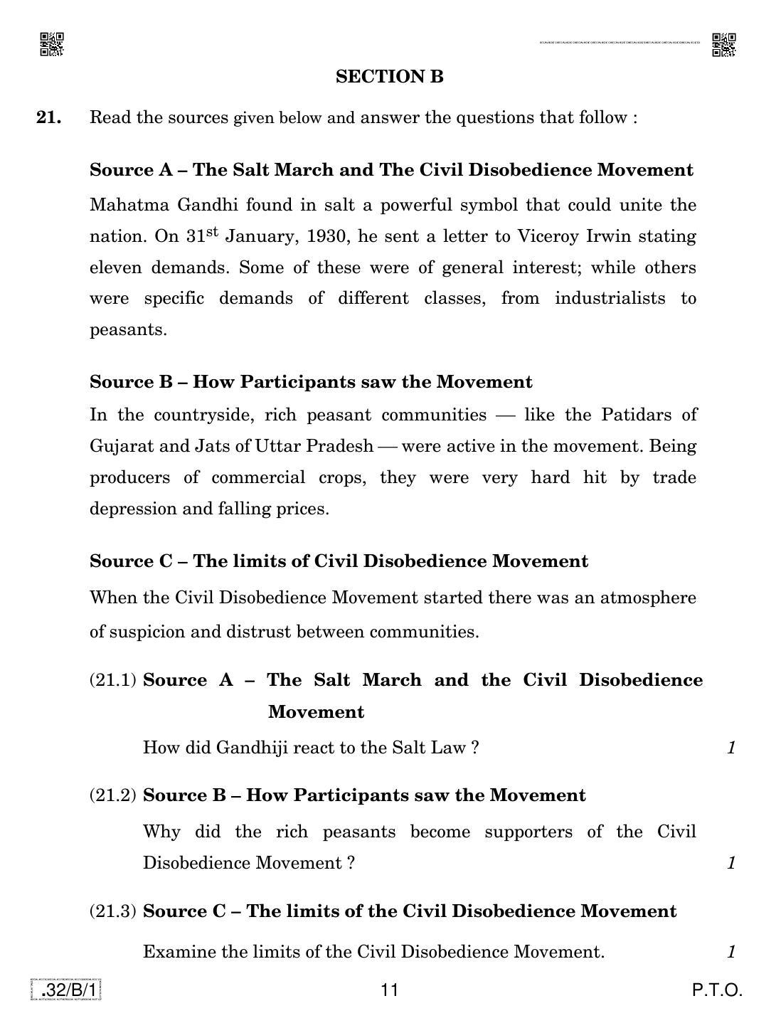 CBSE Class 10 32-C-1 Social Science 2020 Compartment Question Paper - Page 11