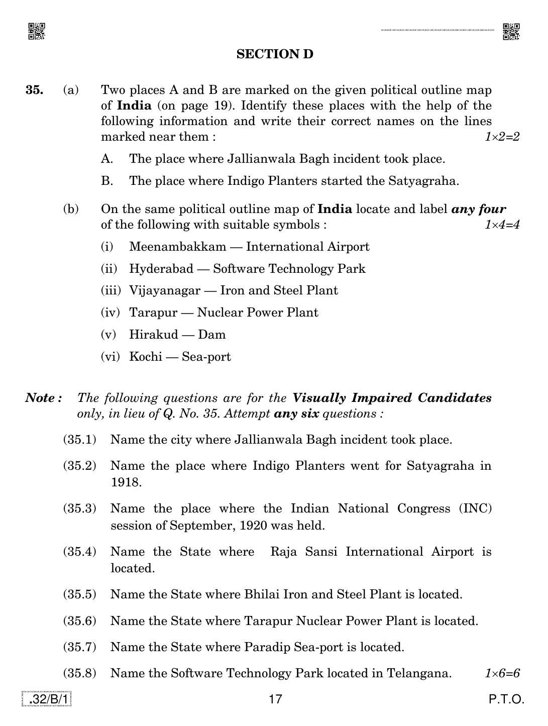 CBSE Class 10 32-C-1 Social Science 2020 Compartment Question Paper - Page 17