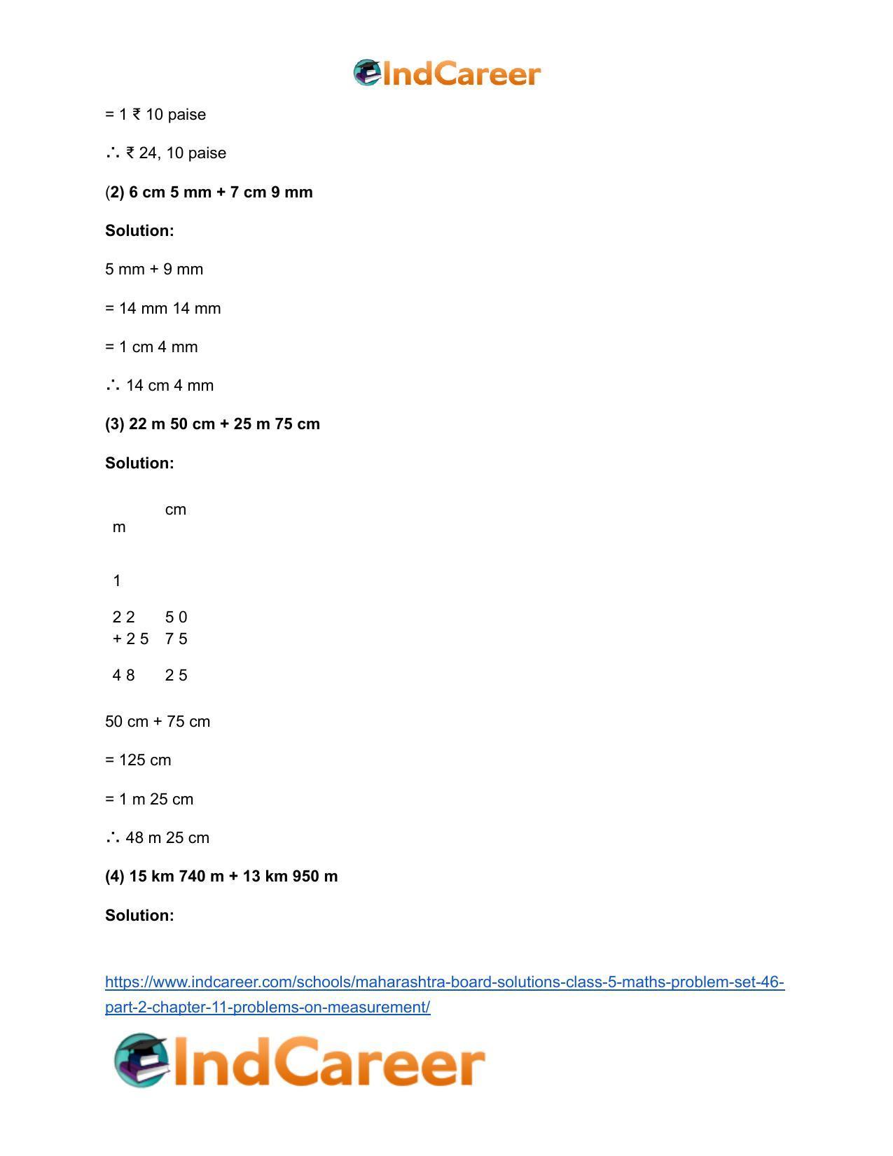 Maharashtra Board Solutions Class 5-Maths (Problem Set 46) - Part 2: Chapter 11- Problems on Measurement - Page 3