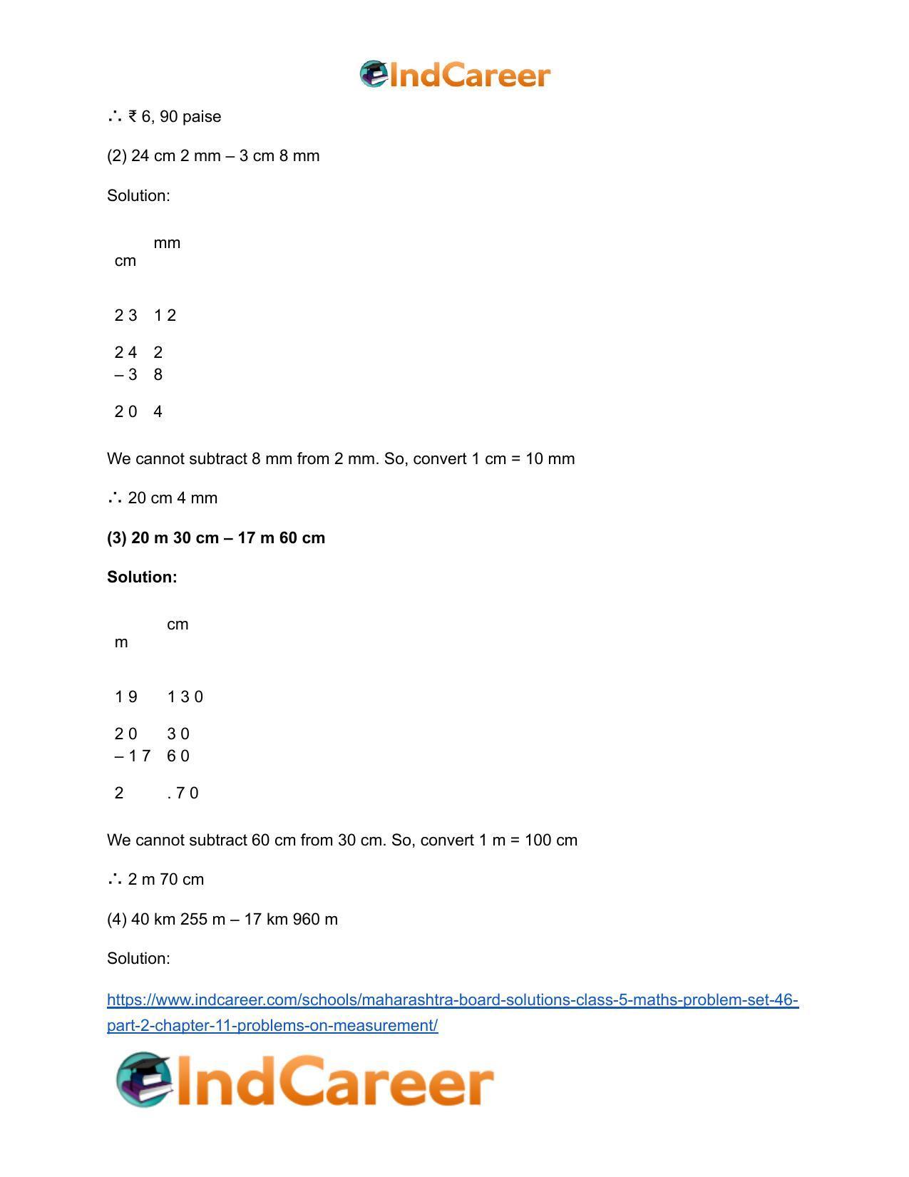 Maharashtra Board Solutions Class 5-Maths (Problem Set 46) - Part 2: Chapter 11- Problems on Measurement - Page 6