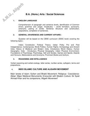 AMU Entrance Exam: AMU Entrance Exam: B.A.(Hons) Syllabus