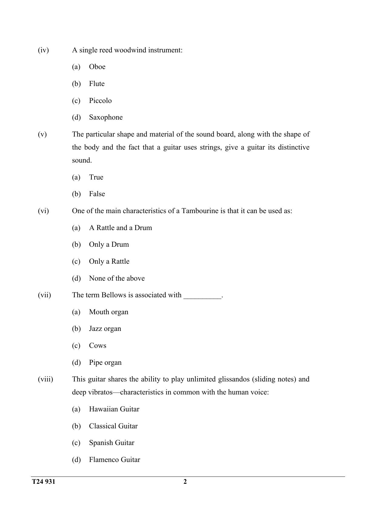 ICSE Class 10 Western Music 2024 Question Paper - Page 2