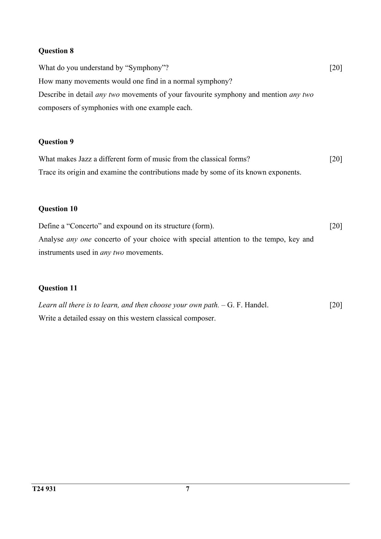 ICSE Class 10 Western Music 2024 Question Paper - Page 7