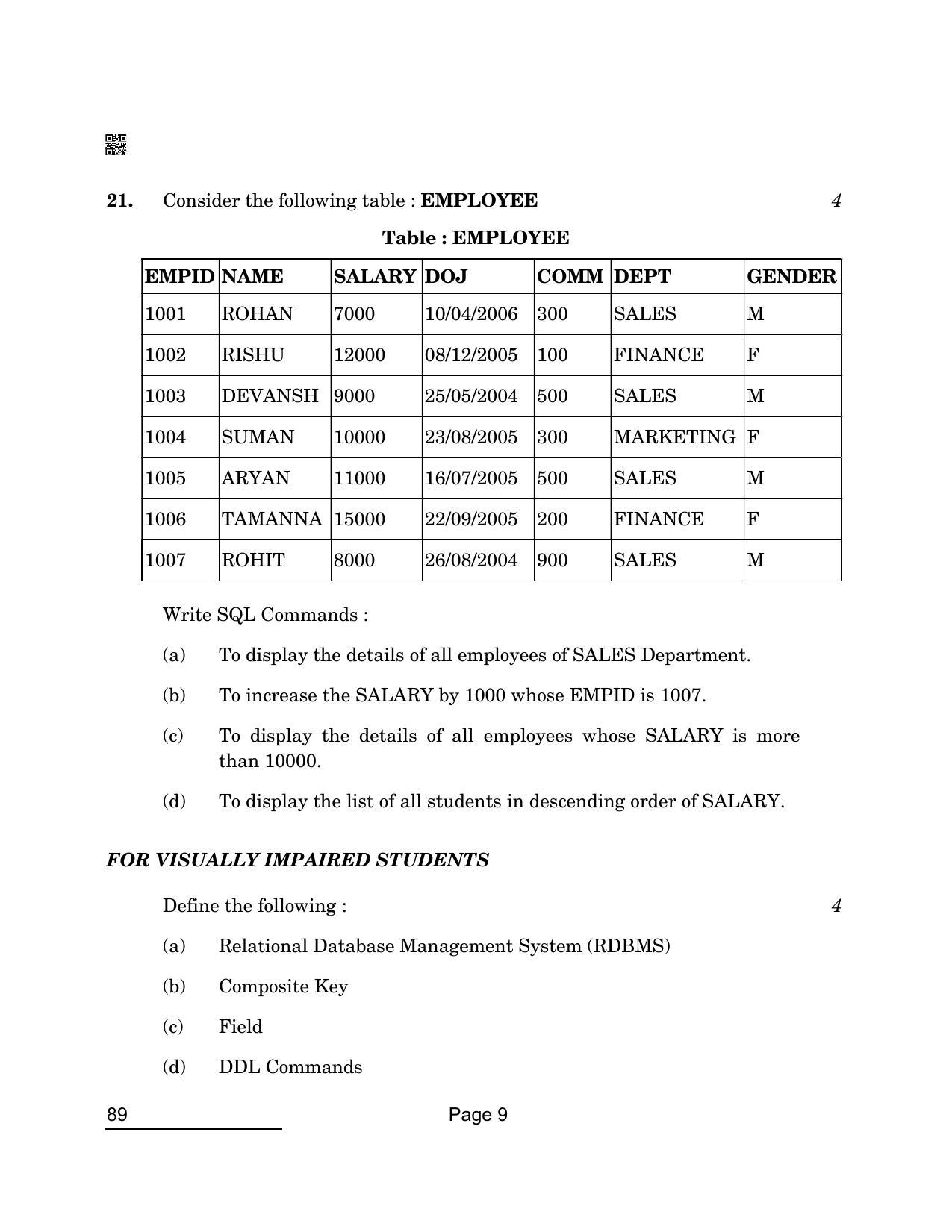 CBSE Class 10 89 Information Technology 2022 Compartment Question Paper - Page 9