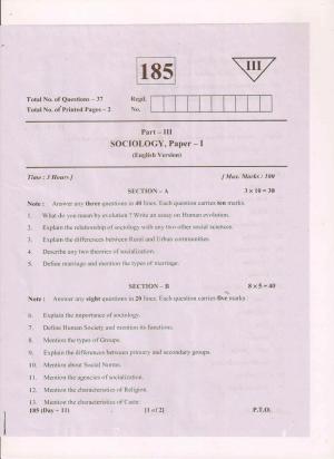 AP Inter 1st Year Sociology-I (EM) March-2019-General Question Paper