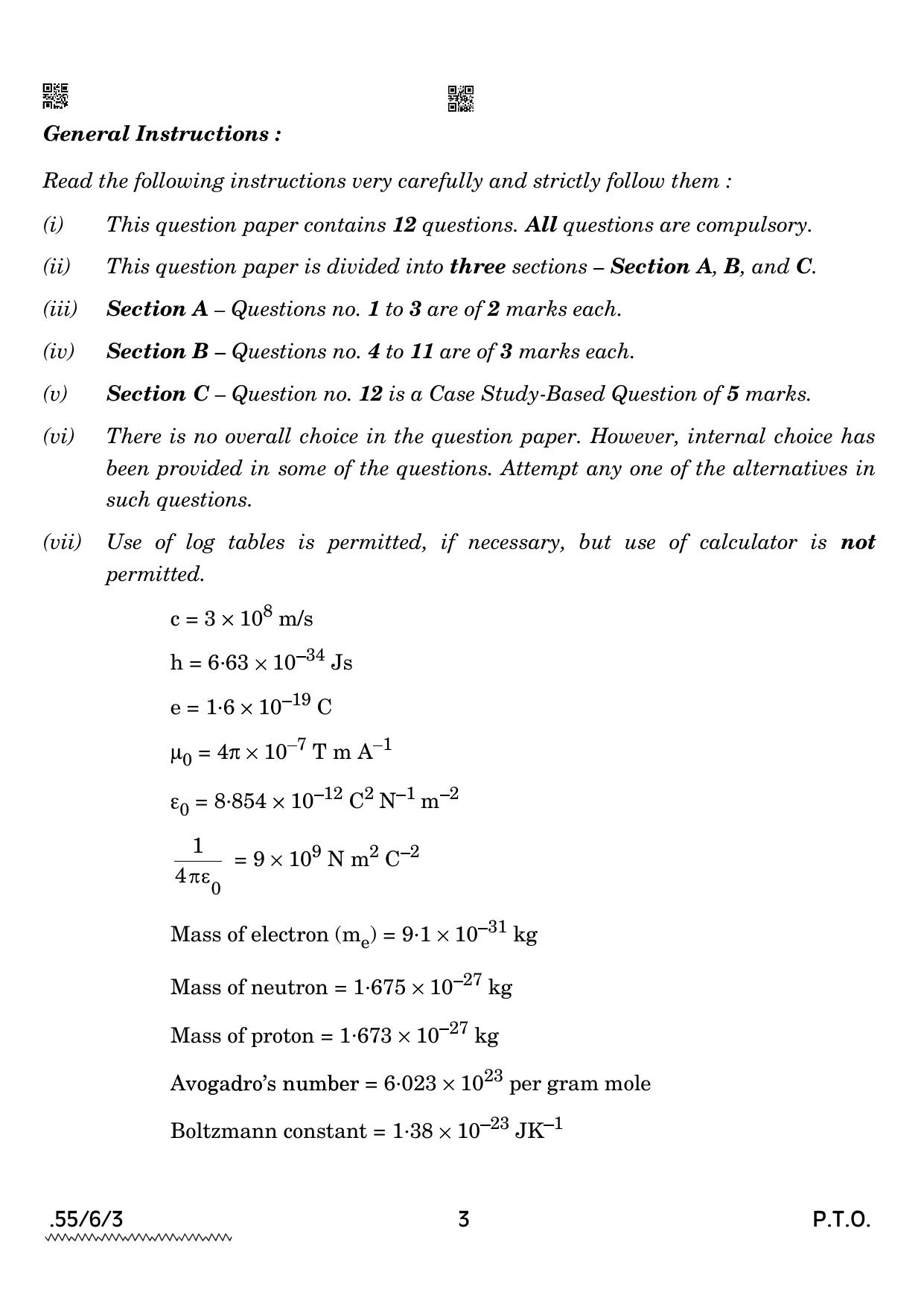 CBSE Class 12 55-6-3 PHYSICS 2022 Compartment Question Paper - Page 3