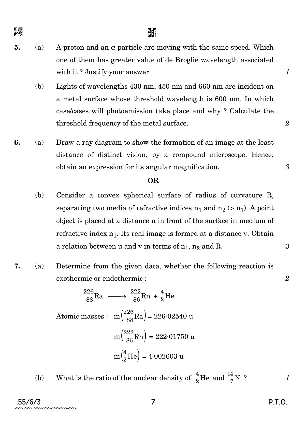 CBSE Class 12 55-6-3 PHYSICS 2022 Compartment Question Paper - Page 7