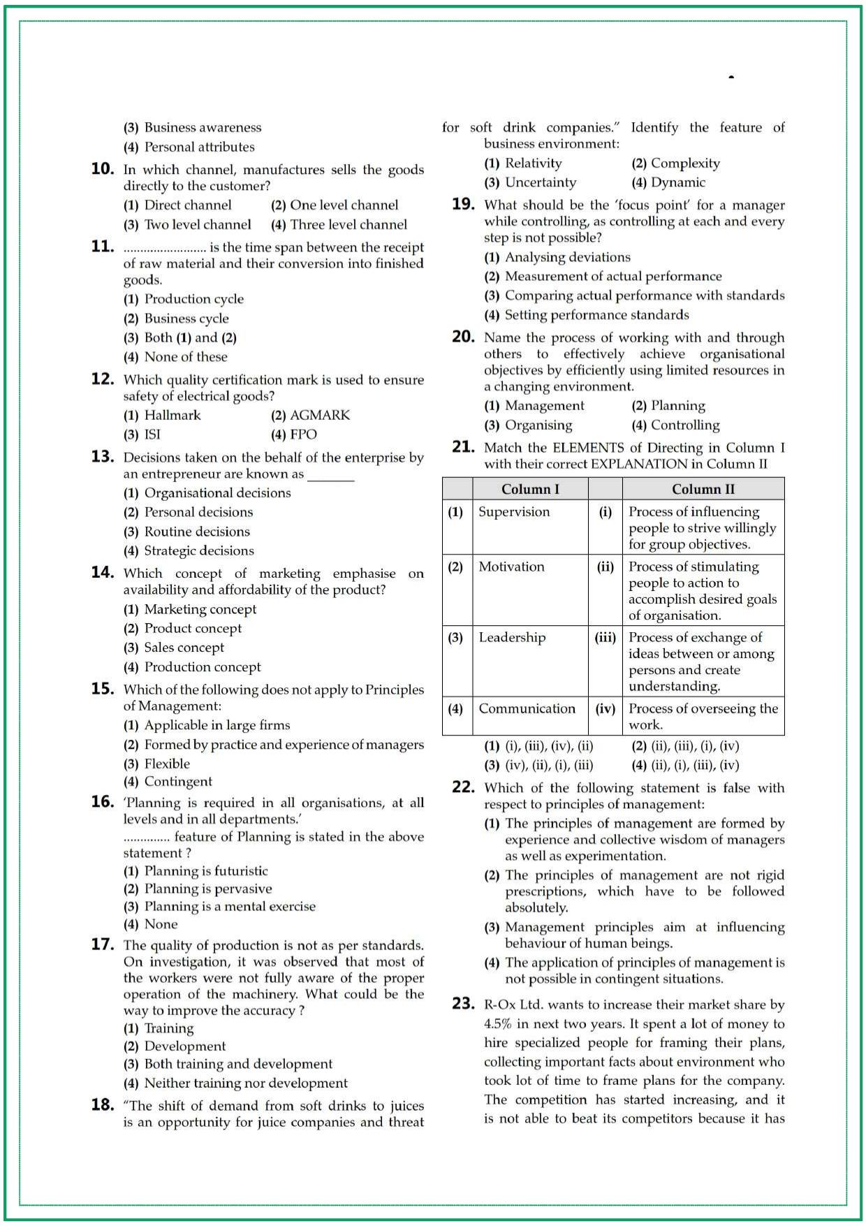 CUET UG Business Studies Sample Paper 7 - Page 2