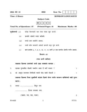 Goa Board Class 12 Konkani II (March 2024) Question Paper