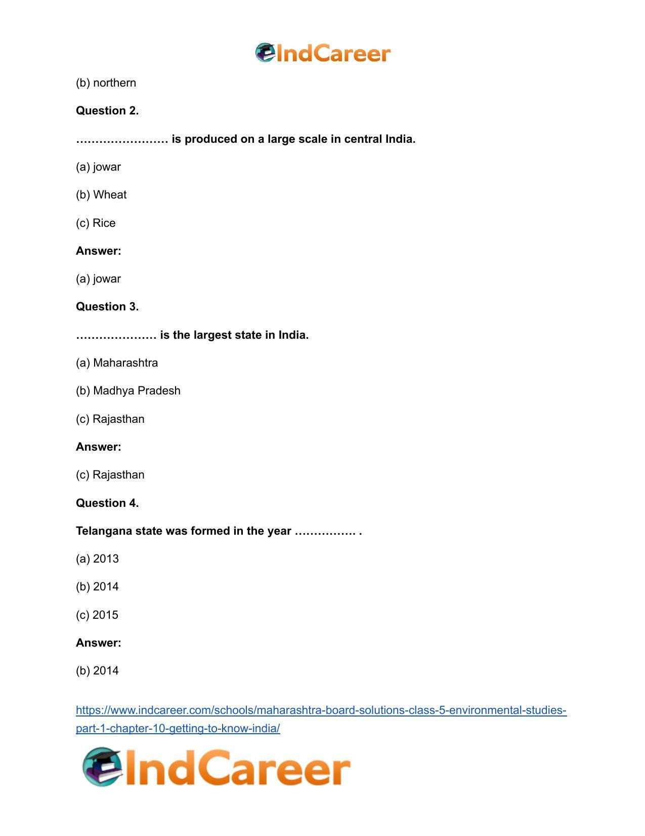 Maharashtra Board Solutions Class 5-Environmental Studies (Part 1): Chapter 10- Getting to Know India - Page 4
