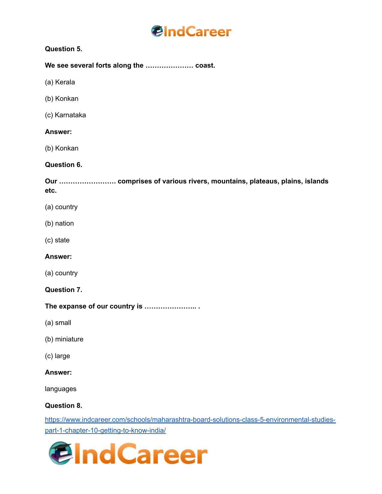 Maharashtra Board Solutions Class 5-Environmental Studies (Part 1): Chapter 10- Getting to Know India - Page 5