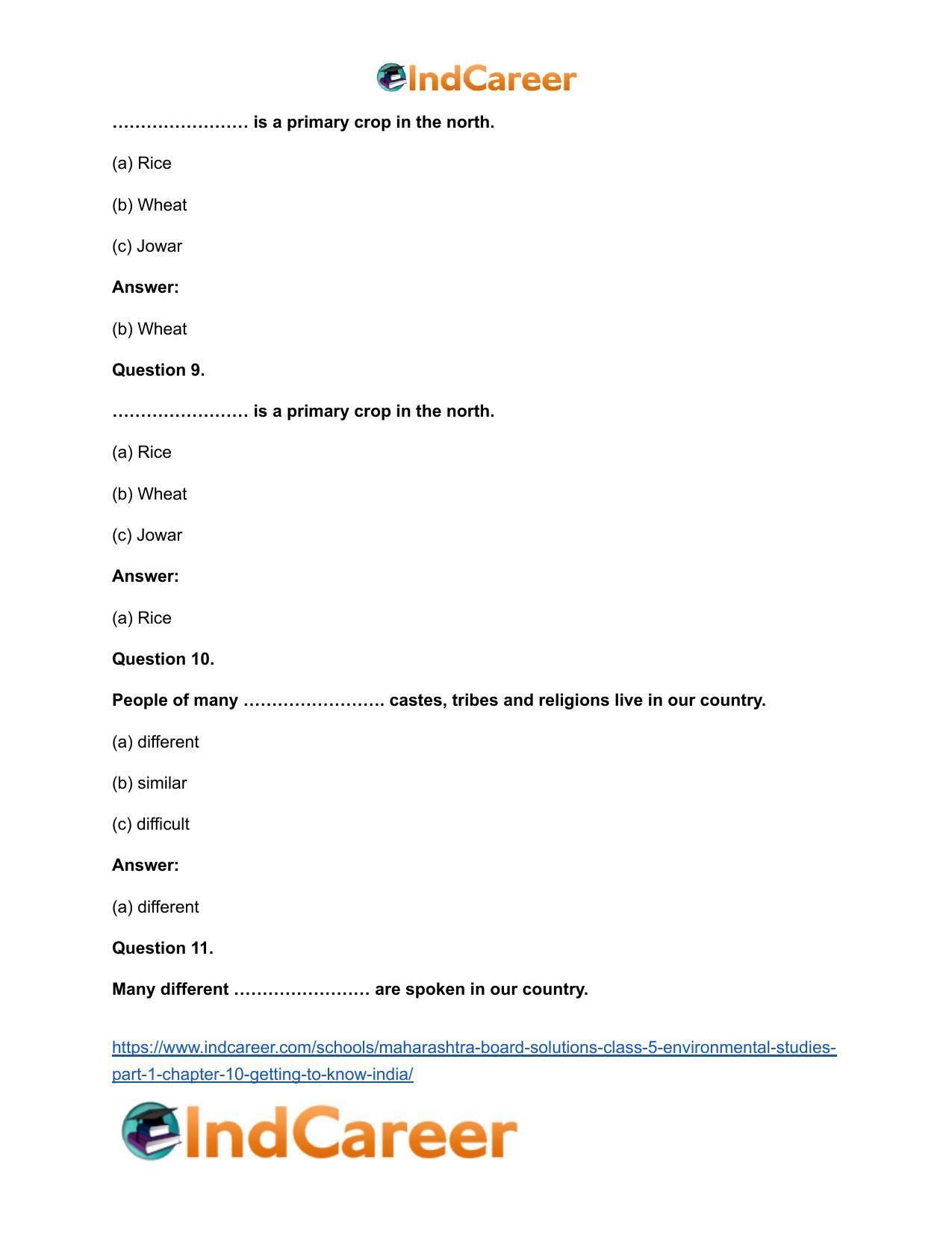 Maharashtra Board Solutions Class 5-Environmental Studies (Part 1): Chapter 10- Getting to Know India - Page 6