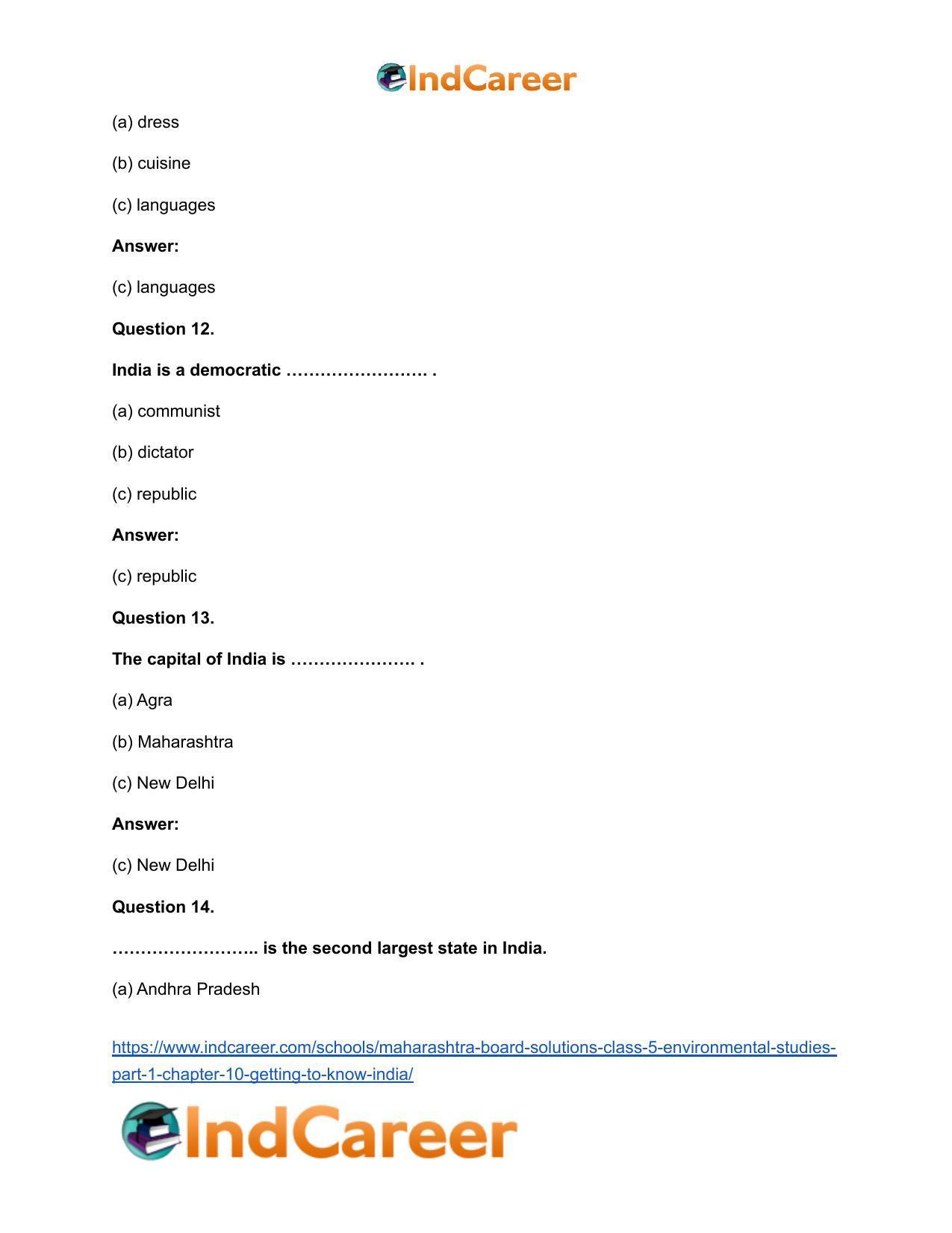 Maharashtra Board Solutions Class 5-Environmental Studies (Part 1): Chapter 10- Getting to Know India - Page 7