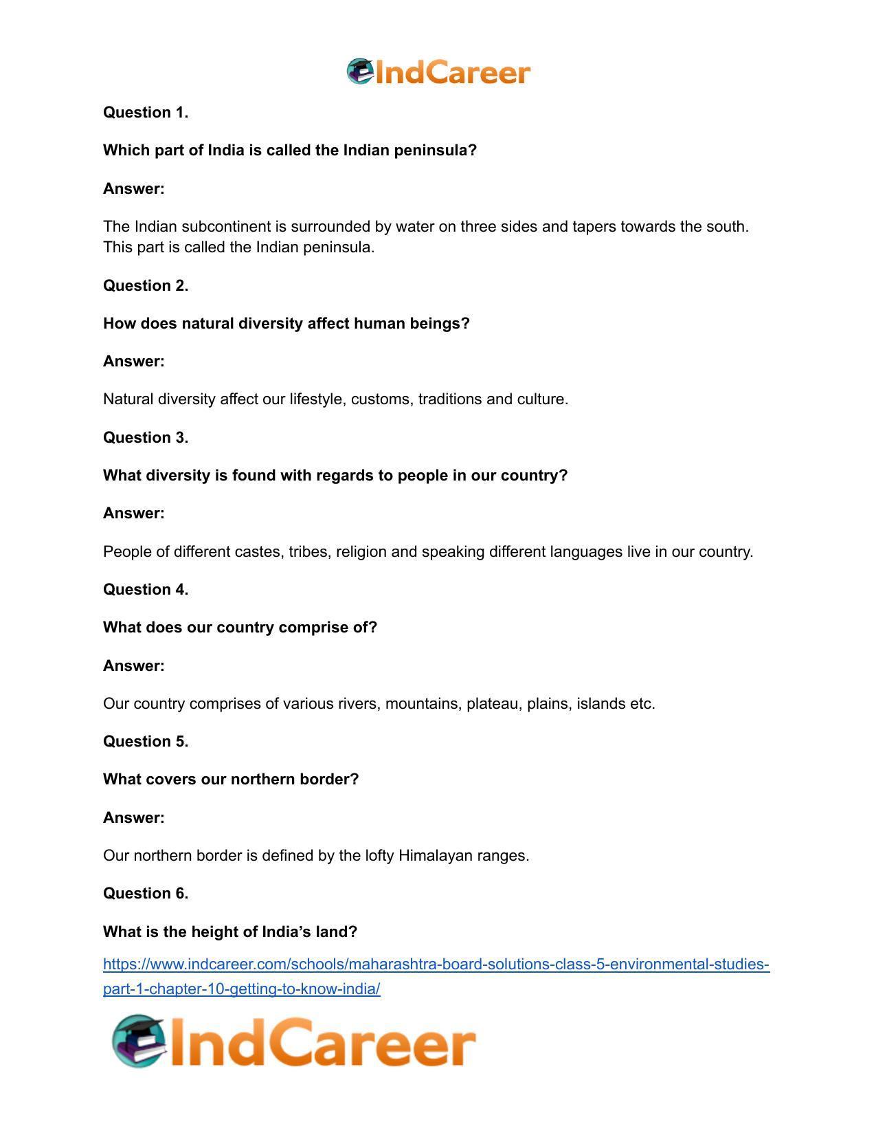 Maharashtra Board Solutions Class 5-Environmental Studies (Part 1): Chapter 10- Getting to Know India - Page 10