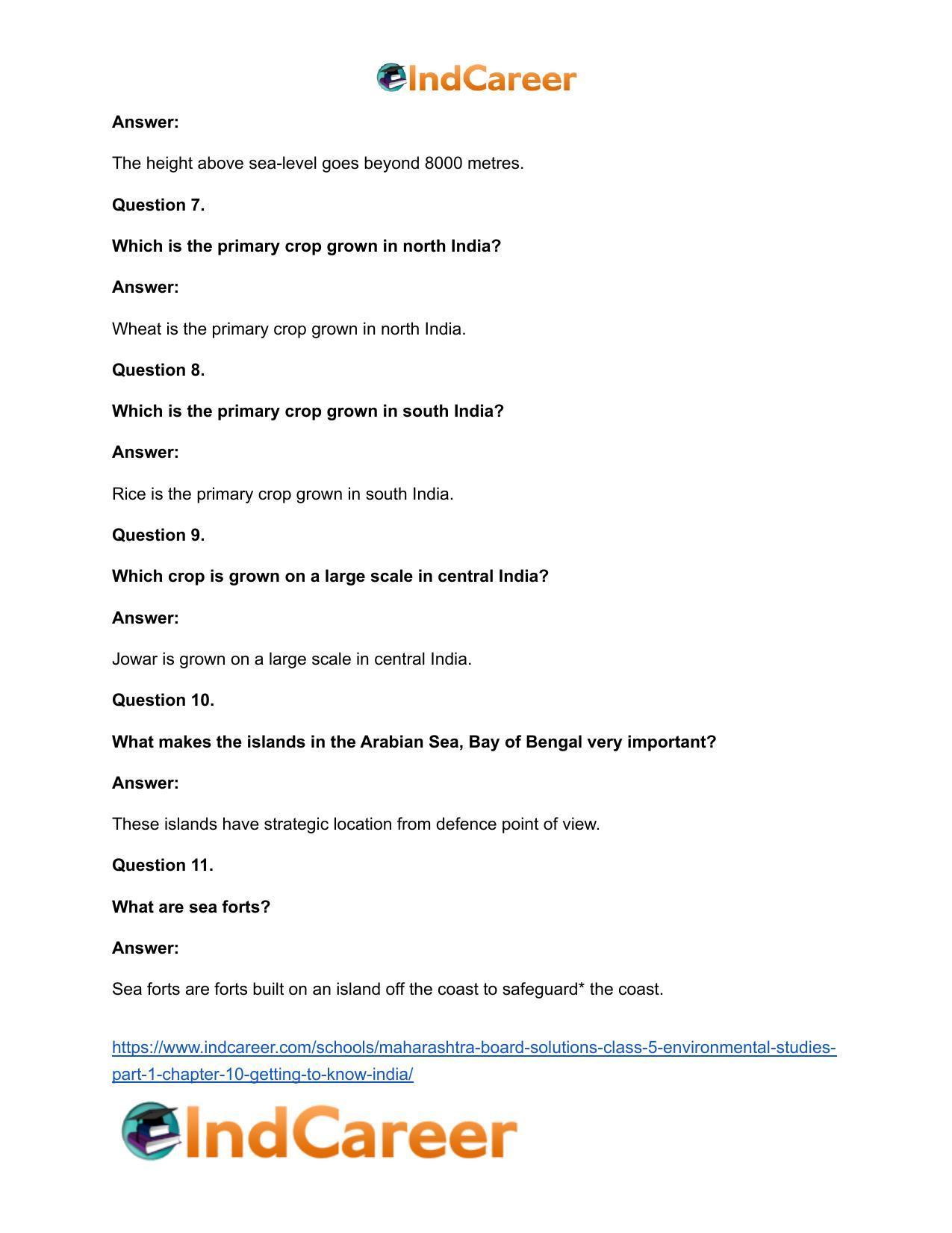 Maharashtra Board Solutions Class 5-Environmental Studies (Part 1): Chapter 10- Getting to Know India - Page 11